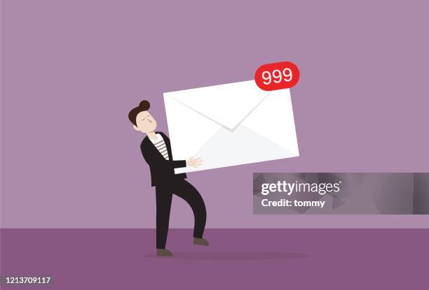 businessman holds a mail with notification - receiving stock illustrations