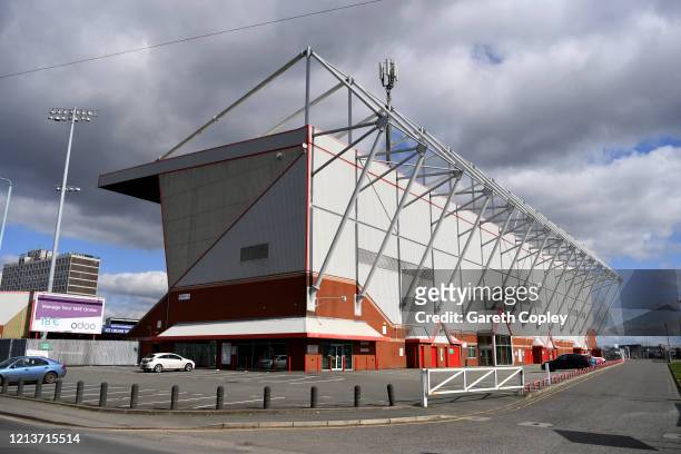 General view of the Gresty Road, home of Crewe Alexandra on March 20, 2020 in Crewe, England.