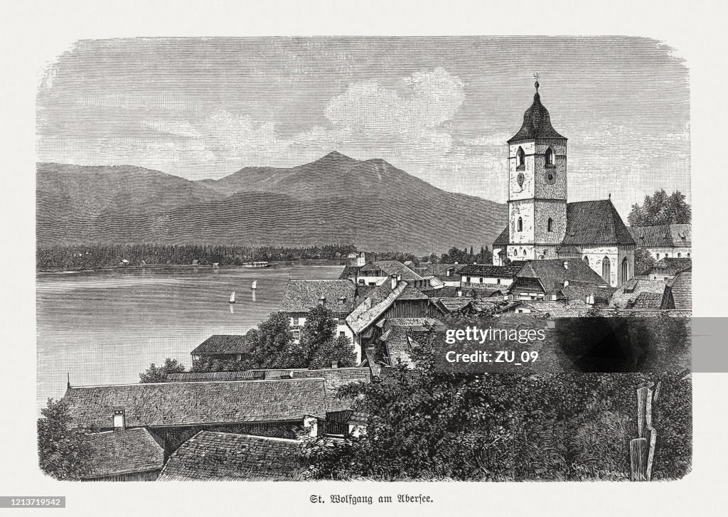 St. Wolfgang, Wolfgangsee, Salzkammergut, Upper Austria, wood engraving, published 1893