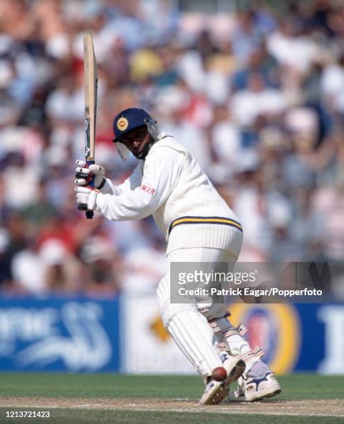 Aravinda de Silva batting for Sri Lanka during his innings of 152 in the only Test match between England and Sri Lanka at The Oval, London, 29th...