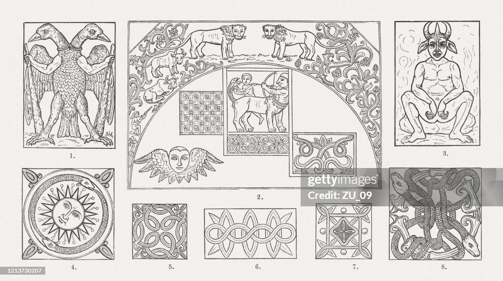 Ornaments from the interior of Ethiopian churches, woodcuts, pupblished 1893