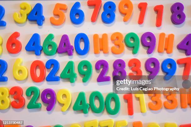 magnet numbers on a magnetic board - 英字マグネット ストックフォトと画像