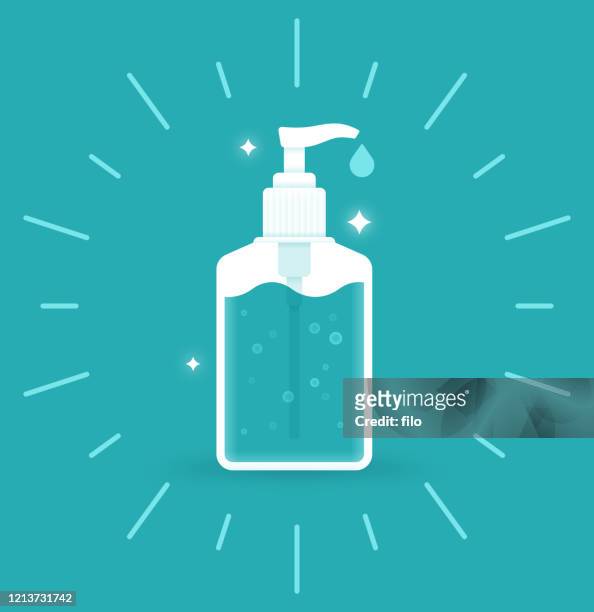 stockillustraties, clipart, cartoons en iconen met handontsmettingsmiddel - hand sanitizer