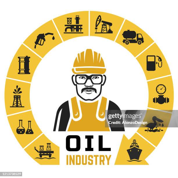 oil industry concept - boat logo stock illustrations