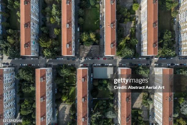tower blocks as seen from above, turin, italy - torino stock pictures, royalty-free photos & images