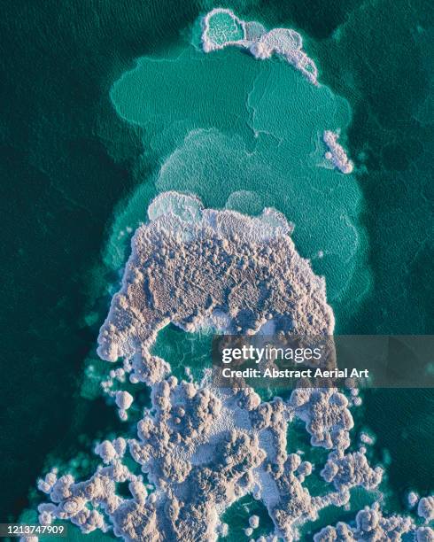 salt textures photographed by drone, huelva, spain - sal mineral fotografías e imágenes de stock