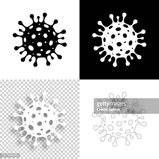 coronavirus cell icons (covid-19) for design - blank, white and black backgrounds - virus organism stock illustrations