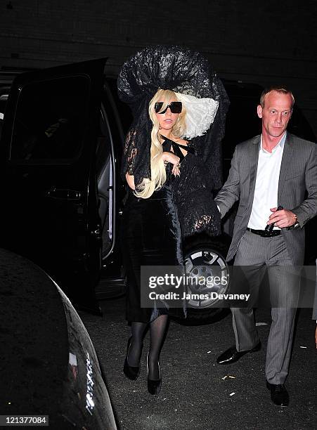 Lady Gaga attends Beyonce's concert at Roseland Ballroom on August 18, 2011 in New York City.