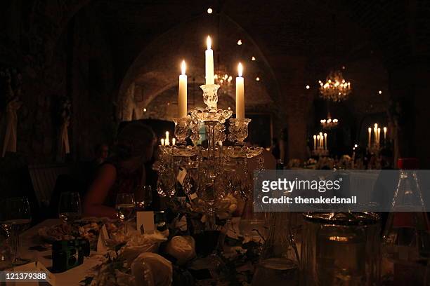 candle light table - gumpoldskirchen stock pictures, royalty-free photos & images