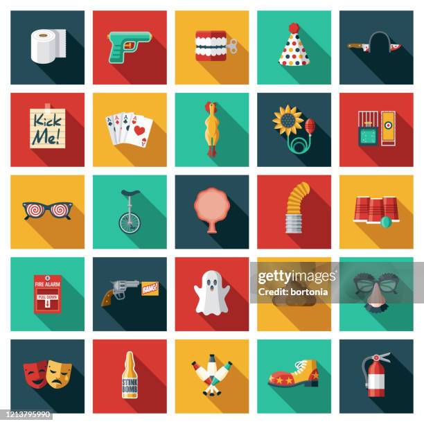 april fools day icon set - a fool stock illustrations