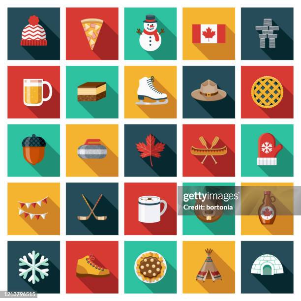 canada icon set - canadian culture icons stock illustrations