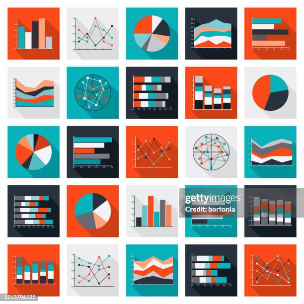 ilustraciones, imágenes clip art, dibujos animados e iconos de stock de conjunto de icones de gráficos y gráficos - gráfico de barras
