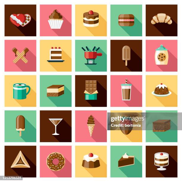 schokolade liebhaber icon set - üppige torte stock-grafiken, -clipart, -cartoons und -symbole