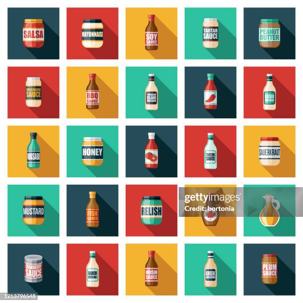 illustrazioni stock, clip art, cartoni animati e icone di tendenza di set di icone condimenti e salse - cucina greca