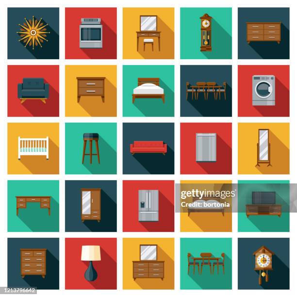 stockillustraties, clipart, cartoons en iconen met pictogramset meubels - elektrische lamp