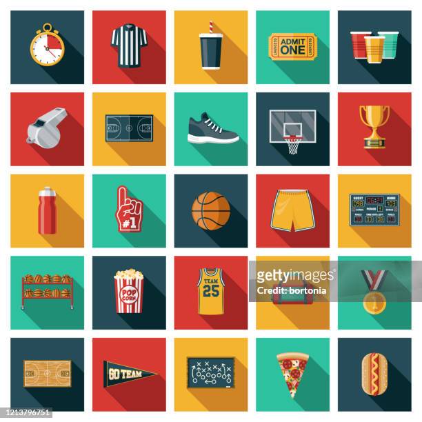 basketball-ikone-set - basketball hoop stock-grafiken, -clipart, -cartoons und -symbole