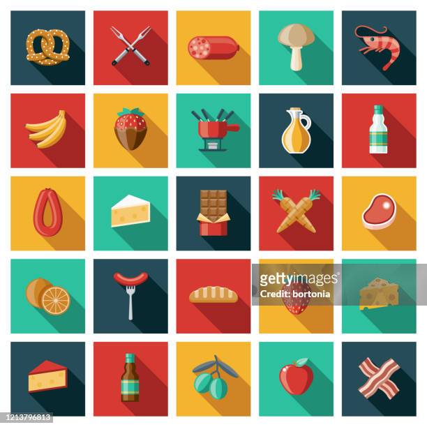 fondue icon set - swiss culture stock-grafiken, -clipart, -cartoons und -symbole
