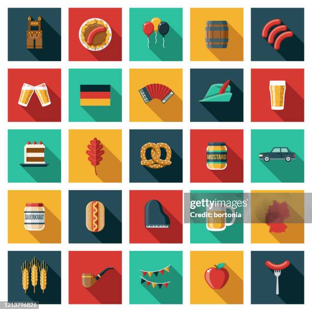 deutschland icon set - bratwurst stock-grafiken, -clipart, -cartoons und -symbole