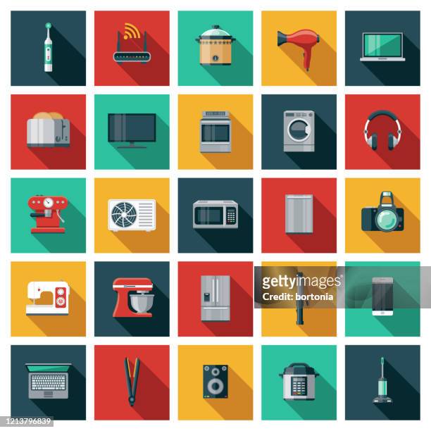 ilustrações, clipart, desenhos animados e ícones de conjunto de ícones de aparelhos domésticos - eletrodoméstico
