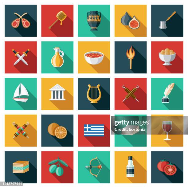 greece icon set - feta cheese stock illustrations