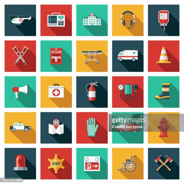 emergency services and rescue icon set - disability icon stock illustrations