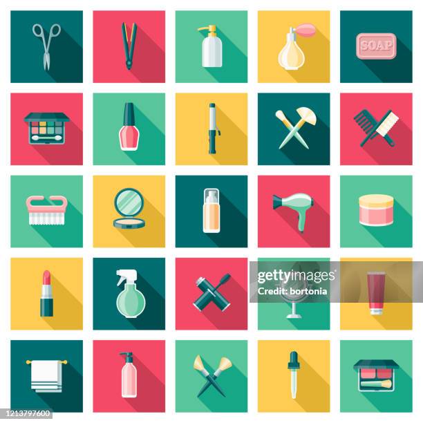 beauty icon set - lockenstab stock-grafiken, -clipart, -cartoons und -symbole