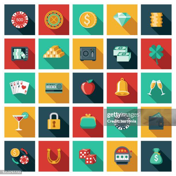 illustrazioni stock, clip art, cartoni animati e icone di tendenza di set di icone casinò e gioco d'azzardo - hearts - playing card