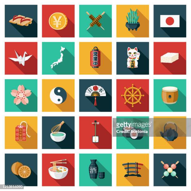 ilustrações, clipart, desenhos animados e ícones de conjunto de ícones do japão - saquê
