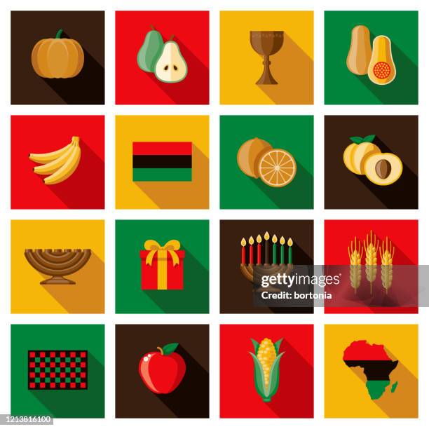 kwanzaa icon set - kwanzaa stock illustrations