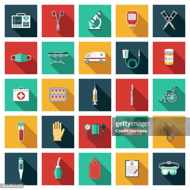 ilustraciones, imágenes clip art, dibujos animados e iconos de stock de conjunto de iconos de equipo médico - blood test