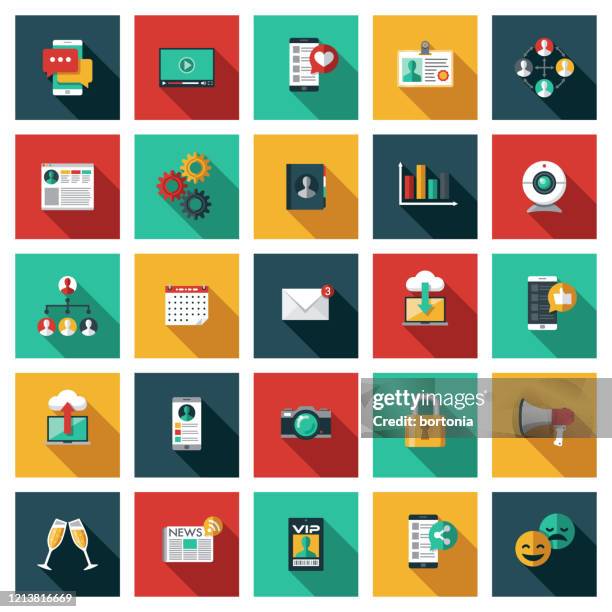 social media icon set - video chat stock-grafiken, -clipart, -cartoons und -symbole