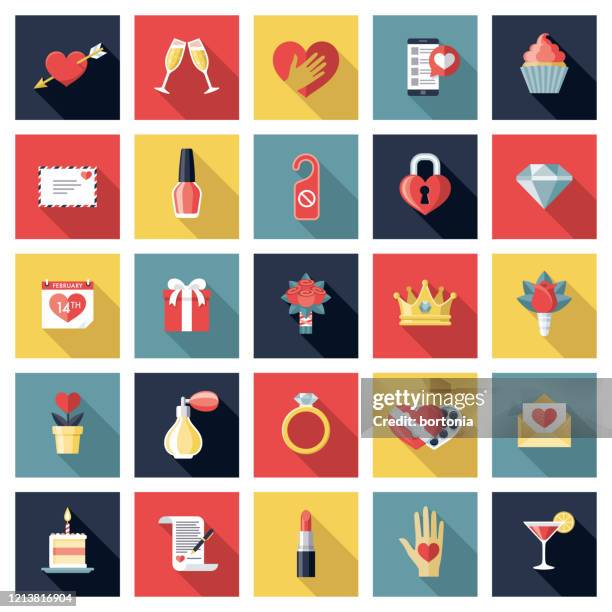 romance and dating icon set - heart lock stock illustrations