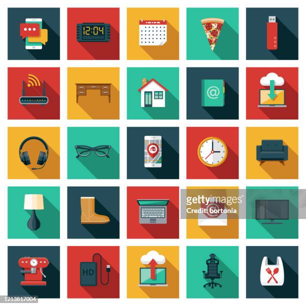 work from home icon set - house stock illustrations