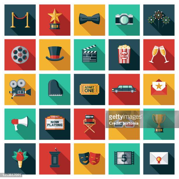 illustrazioni stock, clip art, cartoni animati e icone di tendenza di set di icone per film e film - film director