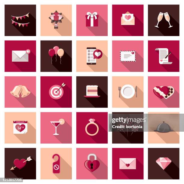valentine's day icon set - engagement ring clipart stock illustrations