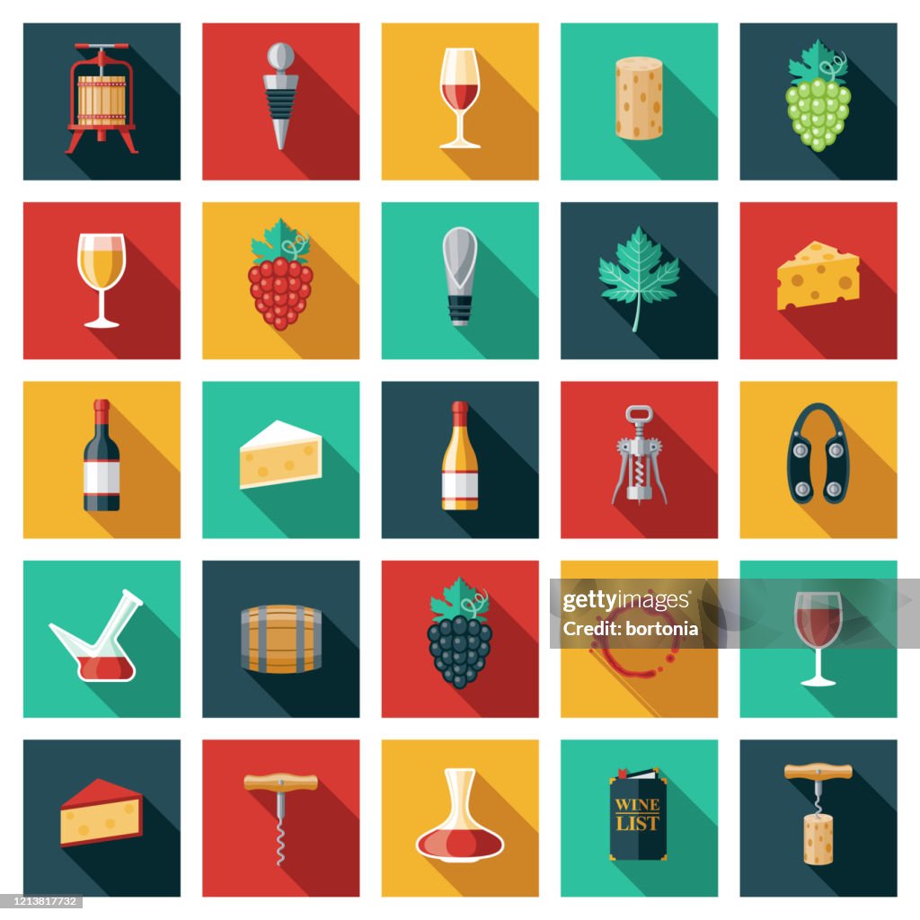 Wine and Winemaking Icon Set