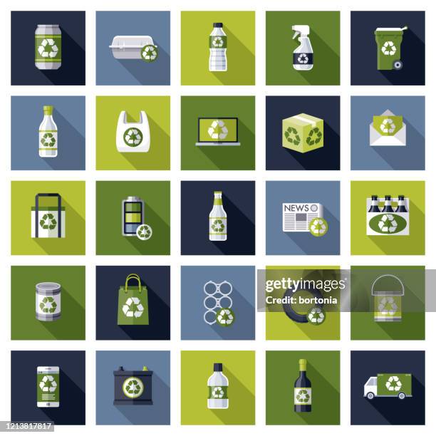illustrations, cliparts, dessins animés et icônes de ensemble d’icônes de recyclage - bouteille-plastique