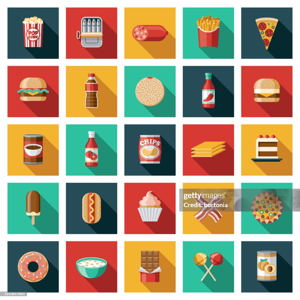 Processed Foods Icon Set