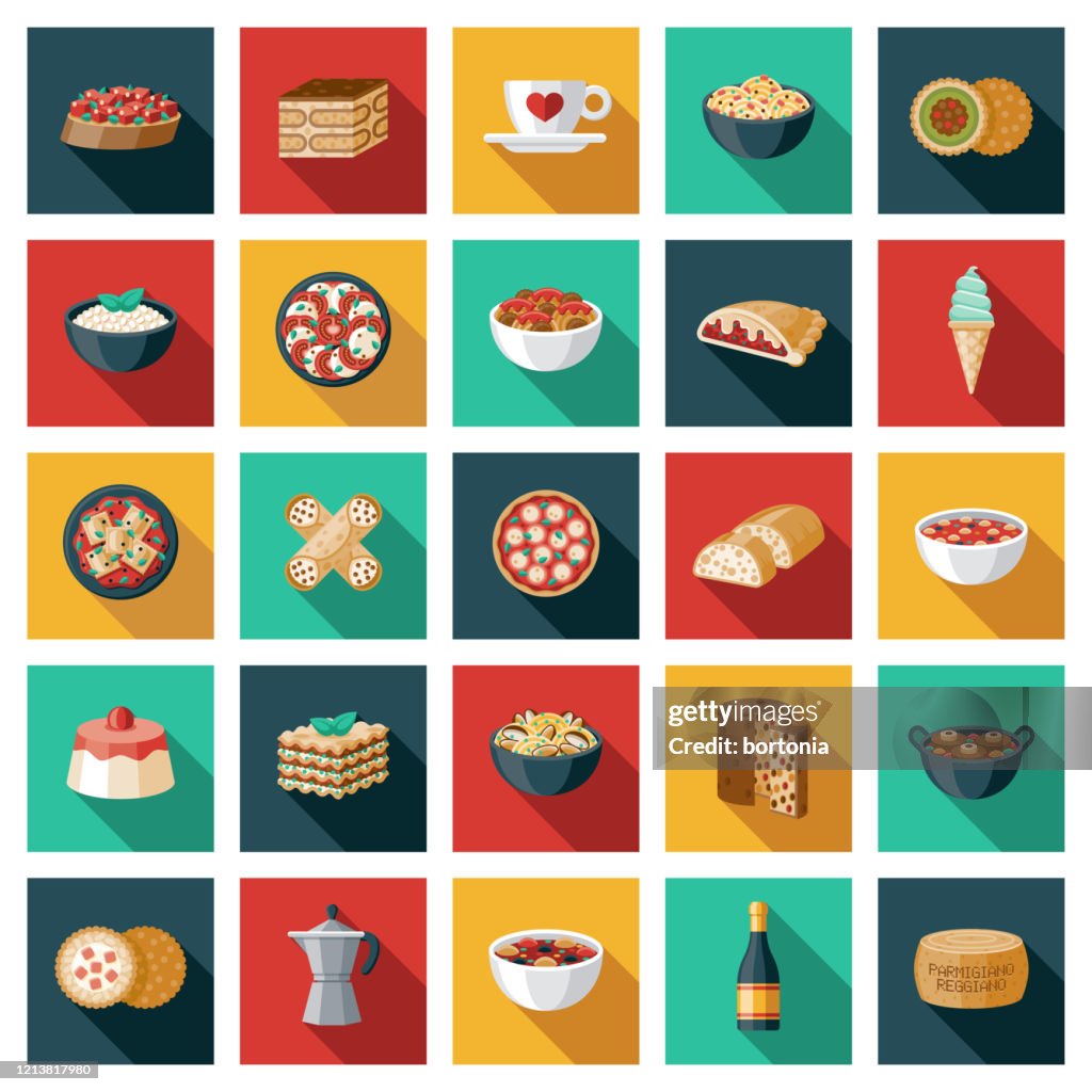 Conjunto de ícones de comida italiana