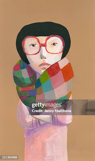 woman wearing glasses - tel aviv stock-grafiken, -clipart, -cartoons und -symbole