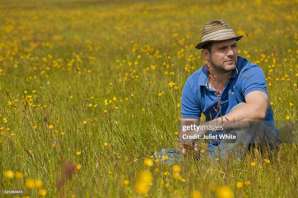 Man sitting in Buttercup Meadow