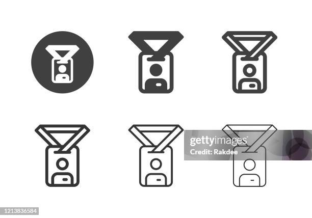 stockillustraties, clipart, cartoons en iconen met werknemerskaartpictogrammen - multi-serie - lanyard