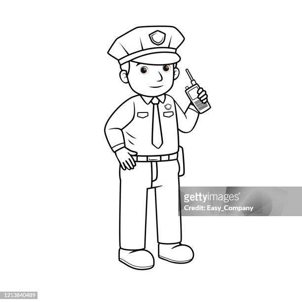 Ilustración Vectorial De Policía Aislado Sobre Fondo Blanco Para Niños  Libro Para Colorear Ilustración de stock - Getty Images