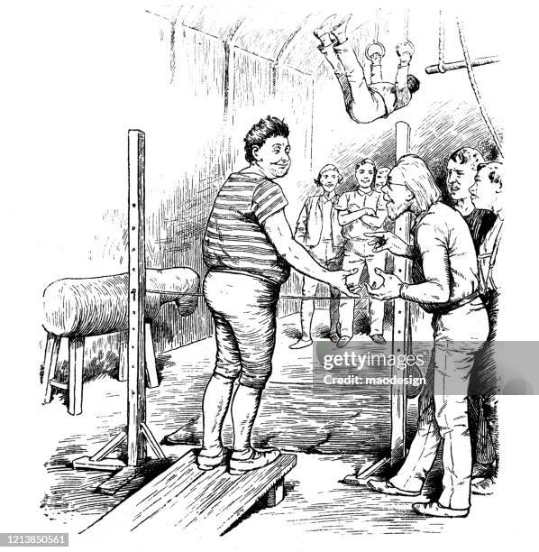 gymnastics lesson - learning german stock illustrations
