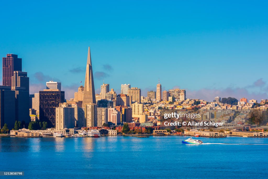 Ferry approaching Port of San Francisco USA