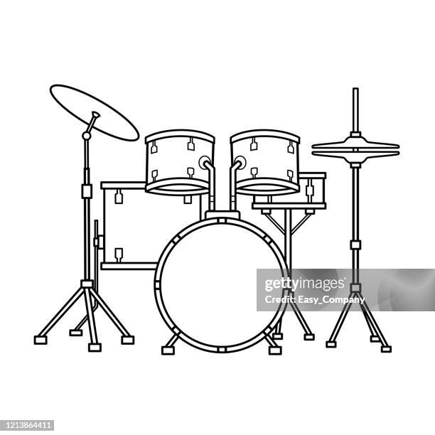 vector illustration of drum isolated on white background for kids coloring activity worksheet/workbook. - snare drum stock illustrations