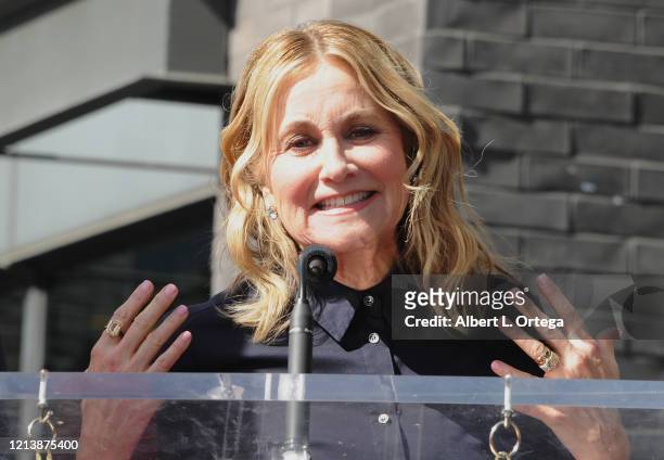 Maureen McCormick speaks at the Sid And Marty Krofft Star Ceremony On The Hollywood Walk Of Fame on February 13, 2020 in Hollywood, California.