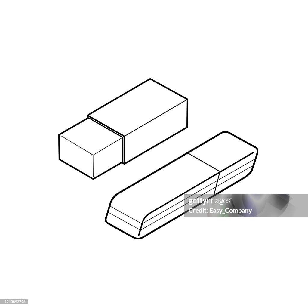 Eraser Colouring In Vector Illustration Of Eraser Isolated On White Background For Kids ...