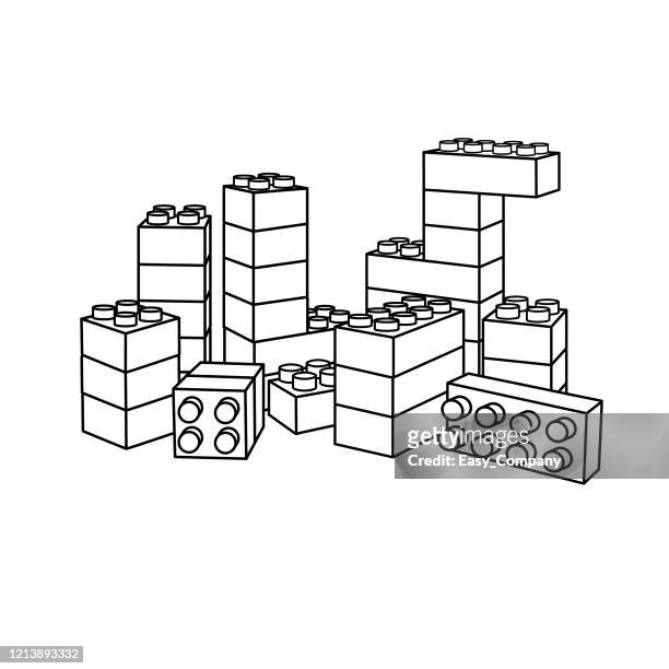 vector illustration of brick isolated on white background for kids coloring book. - toy block stock illustrations