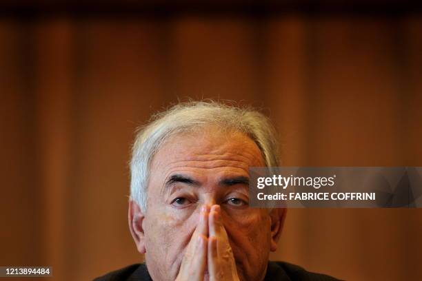 International Monetary Fund Managing Director Dominique Strauss-Kahn gestures on March 23, 2009 in Geneva during a meeting of the UN's International...